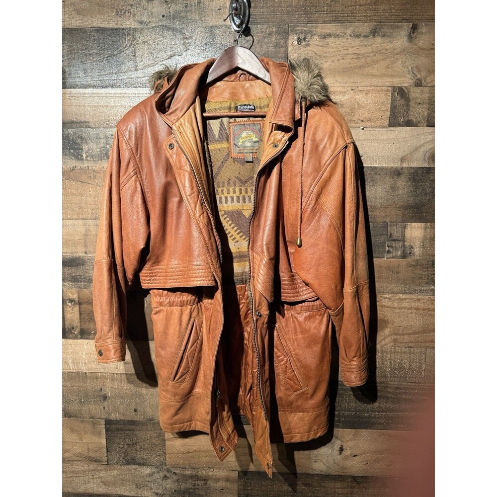 RARE -Vintage Y2K Wilson’s Leather Faux Fur Jacket Southwestern 3M Sz L - Picture 1 of 9